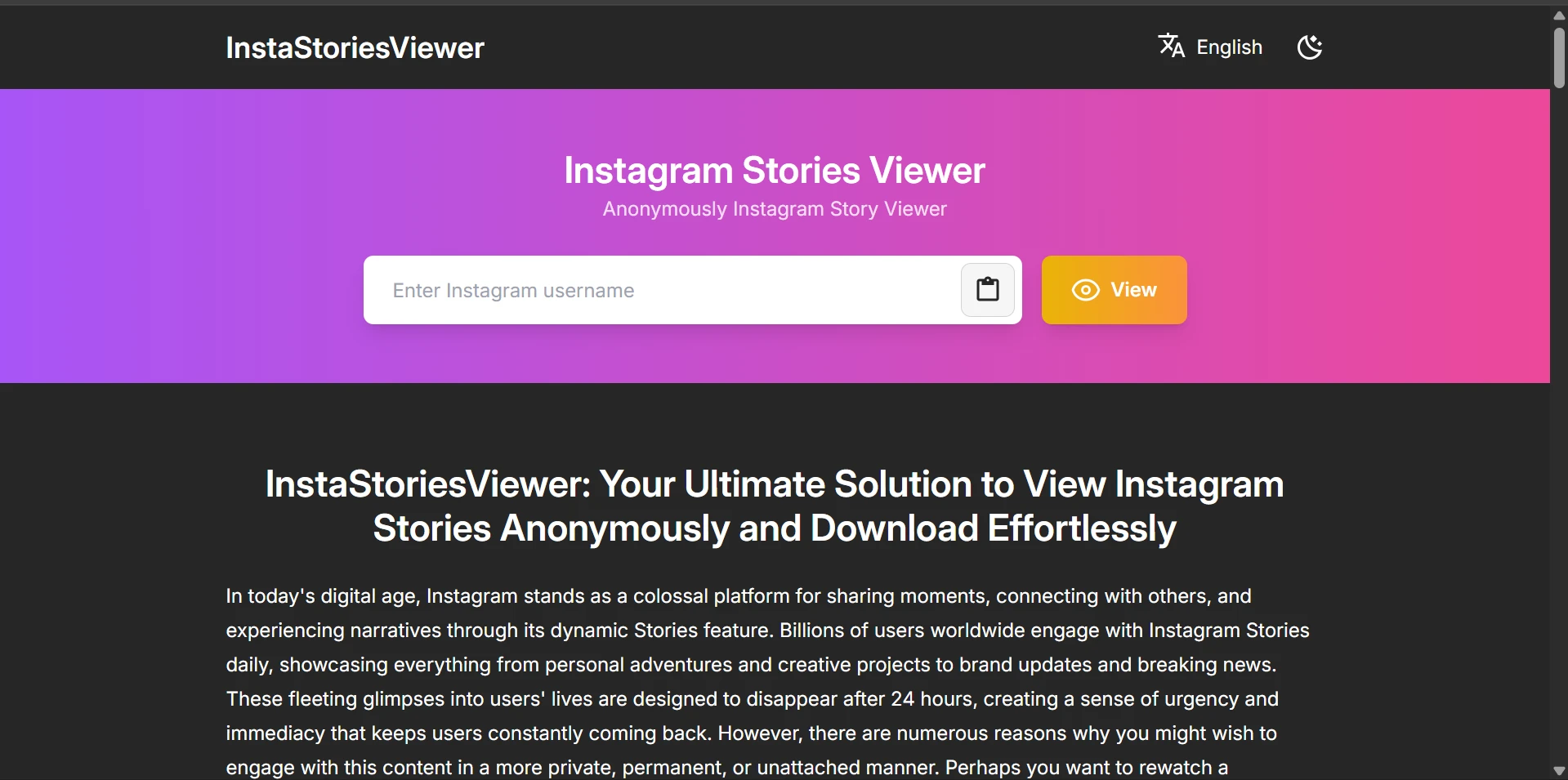 Buka Story Instagram Anonim dengan Instastoryviewer.vip